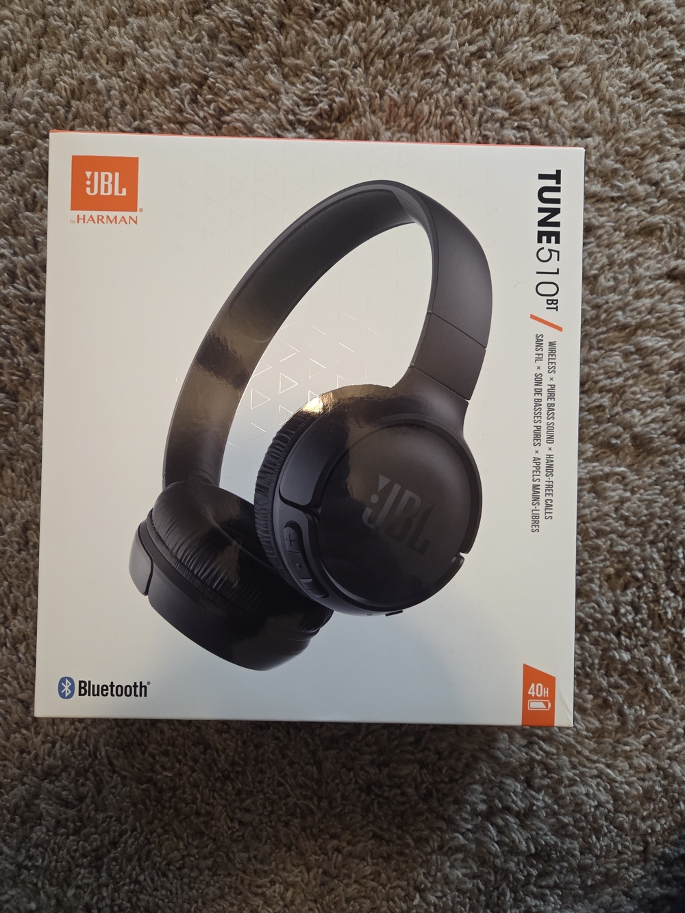 JBL Tune 510BT Wireless Over-Ear Headphones - Black NEW